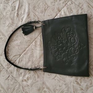 Brighton Slim Black Leather Shoulder Bag.